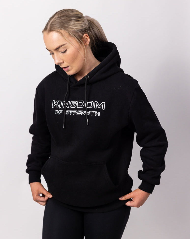 OUTLINE HOODIE JUMPER BLACK UNISEX Kingdom of Strength